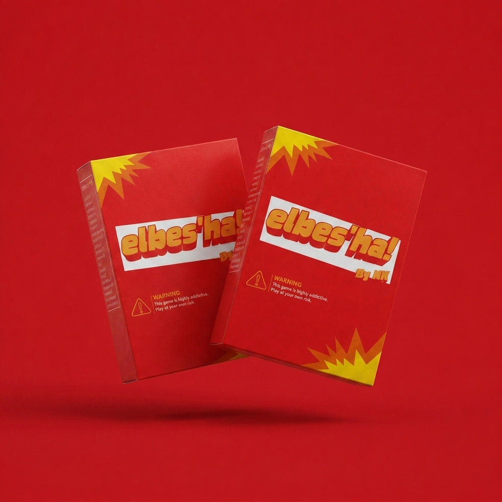 ELBES'HA ×2 — El Duo: two elbes'ha card game boxes floating on red background